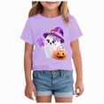 thumbnail image 1 of xaweyi Fun Halloween Ghost Pumpkin Graphic T Shirt For Youth Girls Crew Neck Short Sleeve Top, 1 of 8