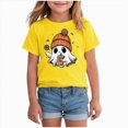 thumbnail image 1 of xaweyi Girls Cute Ghost Halloween Graphic Tee Short Sleeve Crew Neck Kids Fall Holiday Top,Sizes 18-24 Months, 1 of 5