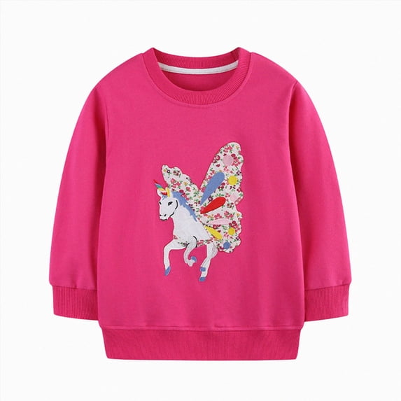 xaweyi Girls Fall Winter Clothes Round Neck Sweatshirt Fashionable Cartoon Printed Long Sleeved Top,Sizes 4-5 Years