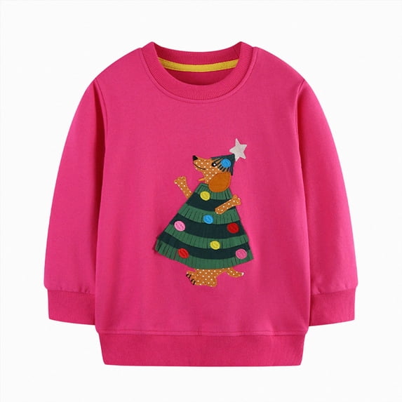 xaweyi Girls Fall Winter Clothes Round Neck Sweatshirt Fashionable Cartoon Printed Long Sleeved Top,Sizes 5-6 Years