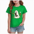 thumbnail image 1 of xaweyi Girls Halloween Ghost Pumpkin Short Sleeve Top Crew Neck Cartoon Graphic Casual T Shirt, 1 of 7