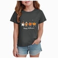 thumbnail image 1 of xaweyi Girls Halloween Short Sleeve Fashion Tops Crew Neck Cartoon Graphic Casual T Shirt, 1 of 7