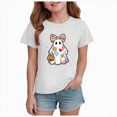 thumbnail image 1 of xaweyi Halloween Cartoon Graphic Crew Neck T Shirt For Girls Short Sleeve Casual Youth Party Tee, 1 of 7