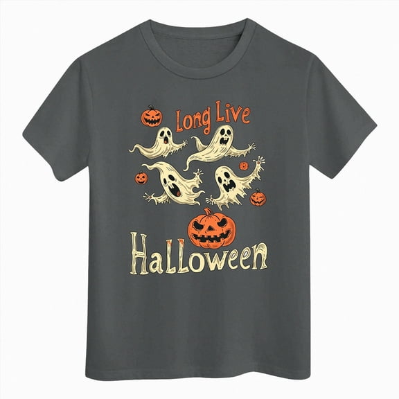 xaweyi Halloween Girls Top Cute Ghost Graphic Short Sleeve Crew Neck Shirt Fall Holiday Wear,Sizes 3-4 Years