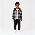 thumbnail image 1 of xaweyi Kids Boys Hooded Plaid Shirt Jacket and Sweatpants 2 Piece Matching Outfit Casual School Wear,Sizes 4 Years, 1 of 10