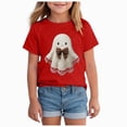 thumbnail image 1 of xaweyi Kids Halloween Cute Ghost T Shirt Short Sleeve Crew Neck Girls Graphic Holiday Top,Sizes 7-8 Years, 1 of 5
