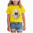 thumbnail image 1 of xaweyi Kids Halloween Graphic Tee Cute Ghost with Bow Short Sleeve Crew Neck Girls Shirt,Sizes 13-14 Years, 1 of 5