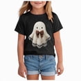 thumbnail image 1 of xaweyi Kids Halloween Graphic Tee Cute Ghost with Bow Short Sleeve Crew Neck Girls Shirt,Sizes 7-8 Years, 1 of 5