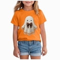 thumbnail image 1 of xaweyi Kids Halloween Graphic Tee Cute Ghost with Bow Short Sleeve Crew Neck Girls Shirt,Sizes 9-10 Years, 1 of 5