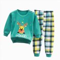 thumbnail image 1 of xaweyi Kids Two Piece Long Sleeve Homewear Outfit Cute Cartoon Pattern Breathable Soft Comfort Sleepwear for Boys Girls Size 6-12 Months, 1 of 4