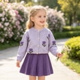 thumbnail image 1 of xaweyi Little Girls Embroidery Long‑Sleeve Top & Pleated Skirt 2‑Piece Dressy Outfit Set for Fall Casual Party Wear Size 5 Years, 1 of 7