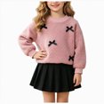 thumbnail image 1 of xaweyi Little Girls Fuzzy Bow Decor Sweatshirt Skirt Outfit 2‑Piece Long Sleeve Top & Pleated Skirt Set Size 2-3 Years, 1 of 6