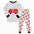 thumbnail image 1 of xaweyi Toddler Boys 2 Piece Night Suit 2T 3T 4T 5T 6T 7T 8T Fire Truck Excavator Tractor Print Long Sleeve Top and Cuffed Sleep Pants, 1 of 8