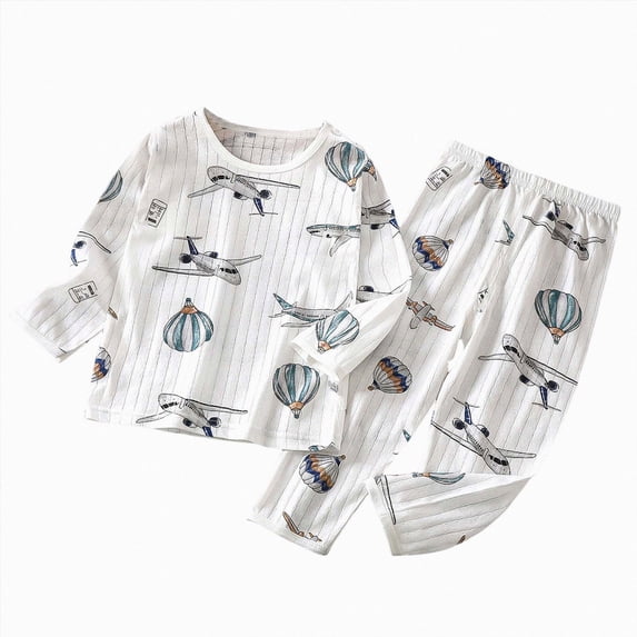 xaweyi Toddler Boys Girls 2 Piece Long Sleeve Homewear Set Cute Cartoon Pattern Breathable Comfortable Fall Sleepwear Outfit Size 3-4 Years