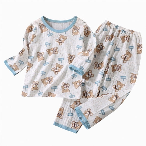 xaweyi Toddler Boys Girls Long Sleeve Cartoon Print Jammies Set Soft Two Piece Tops and Pants Casual Loungewear Sleepwear Size 4-5 Years