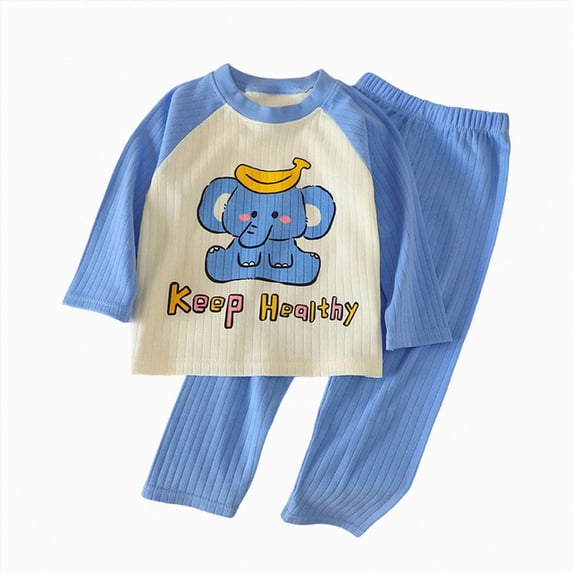 xaweyi Toddler Boys Girls Long Sleeve Loungewear Set Cute Cartoon Pattern Breathable Comfortable Homewear for Daily Wear Size 18-24 Months