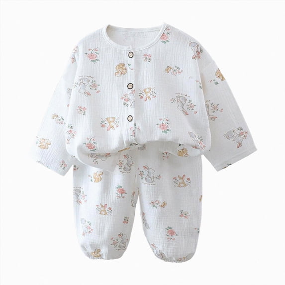 xaweyi Toddler Girls Long Sleeve Homewear Outfit Cute Cartoon Pattern Breathable Soft Comfort Two Piece Loungewear Set Size 2-3 Years