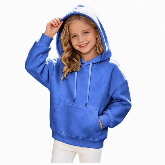 xaweyi Toddler GirlsSolid Color Cotton Pullover Hooded Sweatshirts Long Sleeve Casual Tops Fit Size 3-4 Years