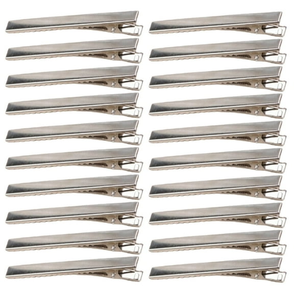 xeoereki 20 Pcs Flat Metal Single Prong Clips Barrette Bows DIY Hair Accessories 9 5cm