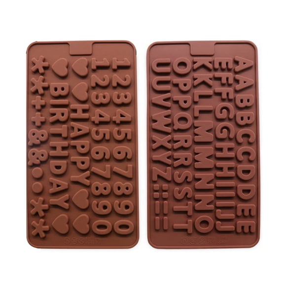 xeoereki 2Pcs Digital Letter Silicone Mold Chocolate Candy Kitchen Mould DIY Baking Tools A