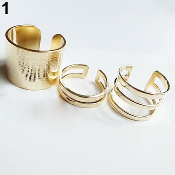 xeoereki 3 Pcs/Set Finger Midi Tip Finger Knuckle Open Rings Jewelry Charms Xmas Gift Golden