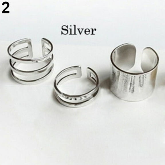 xeoereki 3 Pcs/Set Finger Midi Tip Finger Knuckle Open Rings Jewelry Charms Xmas Gift Silver