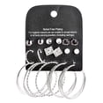 thumbnail image 1 of xeoereki 9 Pairs Earring Rhinestone Inlaid Jewelry Gift Alloy Stud Hoop Earrings Set for Dating Silver, 1 of 8