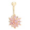 thumbnail image 1 of xeoereki Flower Cubic Zirconia Belly Button Ring Navel Bar Barbell Body Piercing Jewelry Golden + Pink, 1 of 8