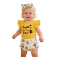 thumbnail image 1 of xfsWaSs Baby Girl Easter Outfit Adorable Baby Girls Summer Clothes 3 Pcs Cute Print Short Sleeve Romper Ruffle Shorts Set With Headband 0-3 Months, 1 of 9