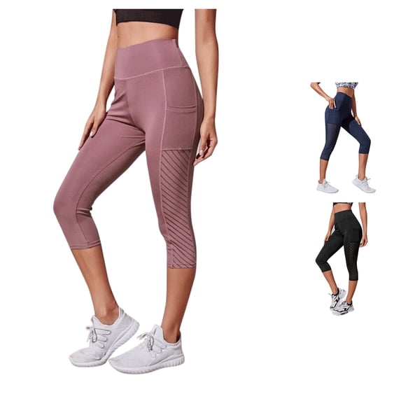 xfsWaSs Capri Leggings for Women High Waist Workout Yoga Pants with Pockets Breathable Workout Leggings Soft Comfy Stretchy Yoga Capris