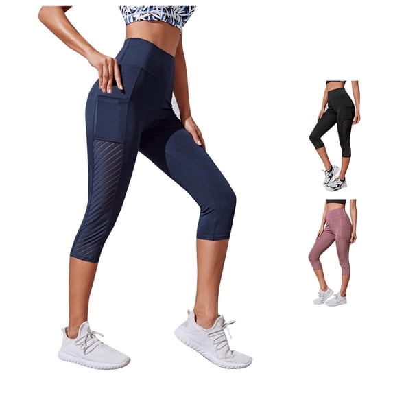 xfsWaSs Capri Leggings for Women High Waist Workout Yoga Pants with Pockets Breathable Workout Leggings Soft Comfy Stretchy Yoga Capris