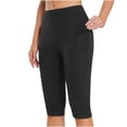 thumbnail image 1 of xfsWaSs Capri Leggings for Women Knee-Length Soft Stretch Workout Shorts with Pockets Casual Yoga Capris Pants Running Athletic Biker Shorts, 1 of 4