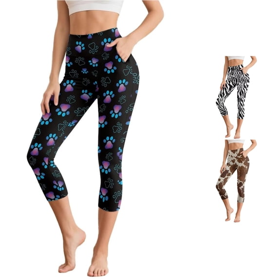 xfsWaSs Capri Leggings for Women Soft Lightweight Printed Casual Yoga Pants High Waisted Breathable Comfort Bottoms Workout Leisure Wear