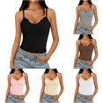 thumbnail image 1 of xfsWaSs Crop Tank Tops for Women V Neck Lace Patchwork Tank Top Spaghetti Straps Camisole Solid Color Sleeveless Shirts Cute Going Out Top, 1 of 4