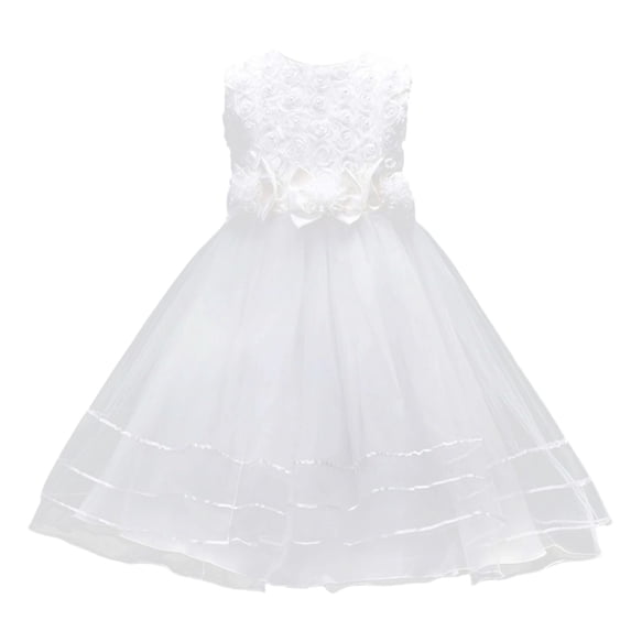 xfsWaSs Girls Dresses Stylish Flower Girl Dress Children's Mesh Dress Little Kids Formal Wedding Pageant Birthday Party Princess Tutu Dresses 18-24 Months