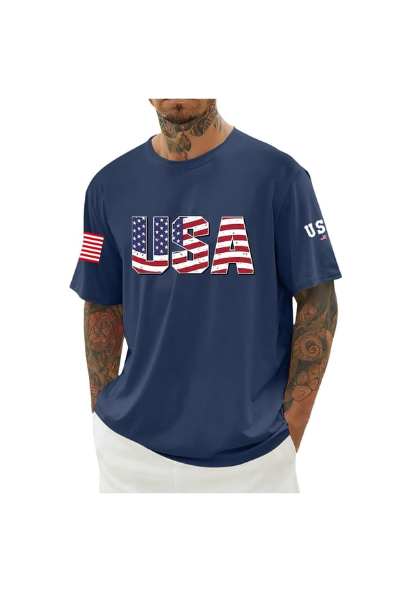 Men's 250th Anniversary USA Shirts 4th Of July T-Shirt Casual Short Sleeve Patriotic Tee Shirts For Independence Day Celebration Versatile Tee Blouse