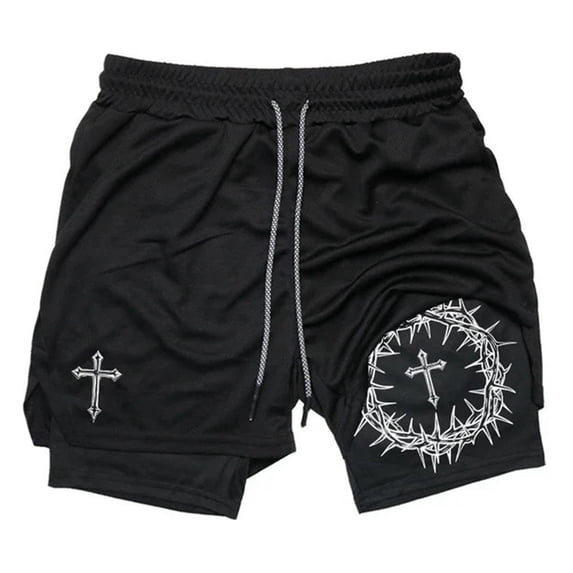 xfsWaSs Men's Athletic Shorts With Compression Liner Printed Workout Gym Shorts Lightweight Drawstring Elastic Waist Casual Shorts Work Short Pants
