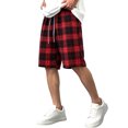 thumbnail image 1 of xfsWaSs Men's Casual Shorts Classic Plaid Straight Leg Shorts Drawstring Elastic Waist Summer Shorts With Pockets Soft Breathable Bottoms Work Casual Shorts, 1 of 5