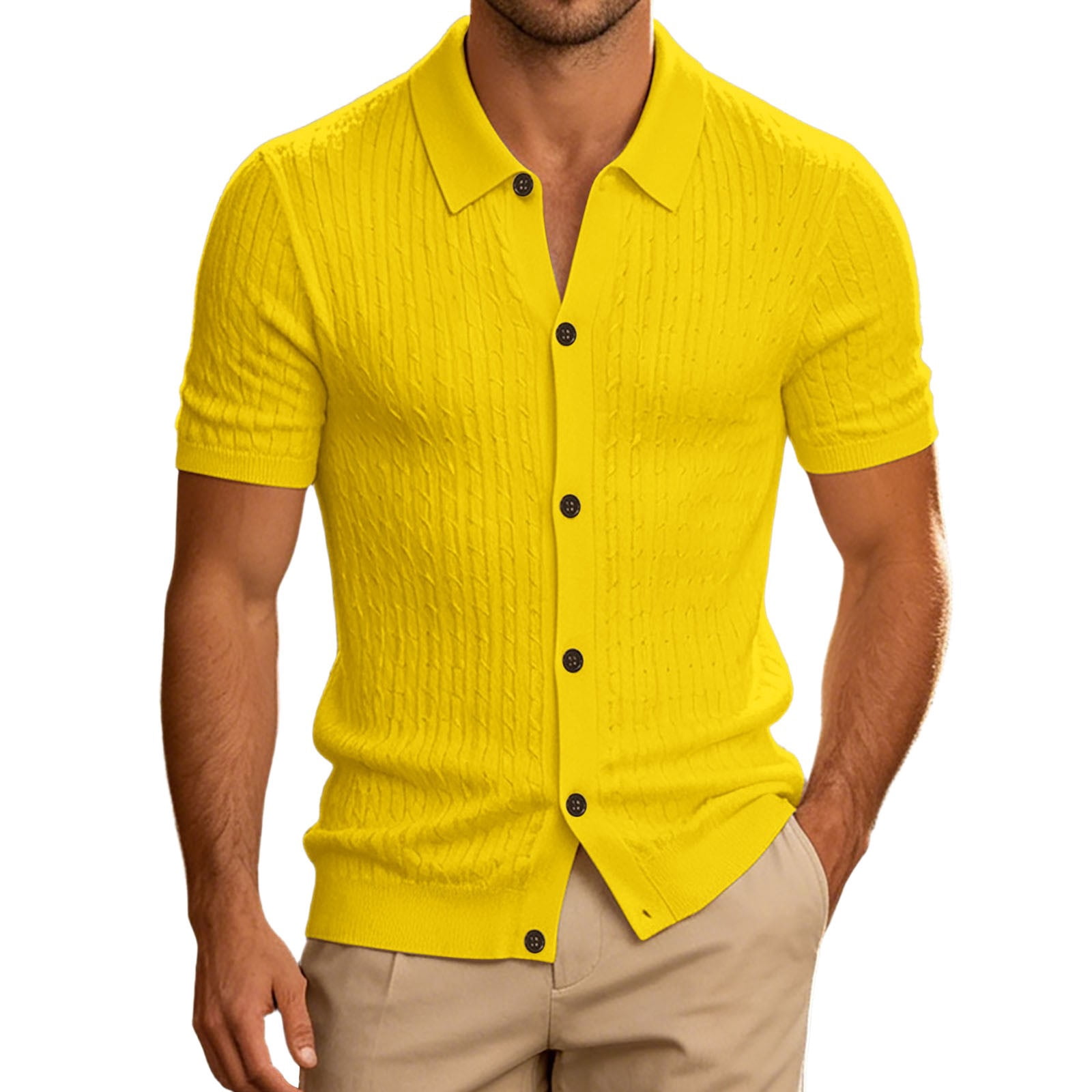 ribbed dress shirt men xfsWaSs Men's Short Sleeve Ribbed Knit Shirts Solid Color Casual Button  Down Shirt Soft Comfortable Stretch Tops Fashion Everyday Wear Mens Shirts