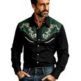 thumbnail image 1 of xfsWaSs Men's Western Cowboy Shirt Vintage Print Long Sleeve Shirts Slim Fit Casual Button Down Shirts Cowboy Blouses Festival Outfit Fashion Tops, 1 of 4