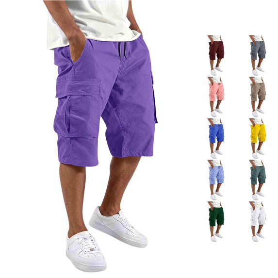 xfsWaSs Mens Cargo Shorts Twill Cargo Shorts for Men Casual Work Shorts Drawstring Hiking Short Pants with Multi Pockets