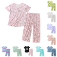 thumbnail image 1 of xfsWaSs Pajamas for Women Set Plus Size Sleepwear Short Sleeve Tops With Capri Pants Summer Pajama Sets Ladies Daily Loungewear, 1 of 8