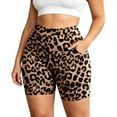 thumbnail image 1 of xfsWaSs Plus Size Biker Shorts with Pockets for Women High Waisted Workout Shorts Leopard Print Soft Yoga Running Athletic Gym Shorts, 1 of 5