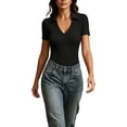 thumbnail image 1 of xfsWaSs Polo Shirts for Women Short Sleeve Golf Shirts Collared V Neck Slim Fitted Tops Athletic T-Shirts Trendy Summer Tops, 1 of 4