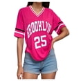 thumbnail image 1 of xfsWaSs Soft Womens Tops T-shirt Ladies V Neck Loose Fit T Shirt With Straps Short Sleeve Sports Graphic Tee Top Comfortable Letter Print Shirt Casual Graphic T-Shirt, 1 of 4