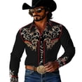 thumbnail image 1 of xfsWaSs Stylish Shirts For Men Western Cowboy Shirt Printed Casual Button Down Long Sleeve Shirt Classic Fit Dress Shirts Festival Party Tops, 1 of 4