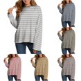 thumbnail image 1 of xfsWaSs T Shirts for Women Oversized Striped Long Sleeve T Shirt Fashion Crewneck Tee Tops Loose Casual Tops Fall Clothes, 1 of 4