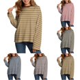 thumbnail image 1 of xfsWaSs T Shirts for Women Oversized Striped Long Sleeve T Shirt Fashion Crewneck Tee Tops Loose Casual Tops Fall Clothes, 1 of 4