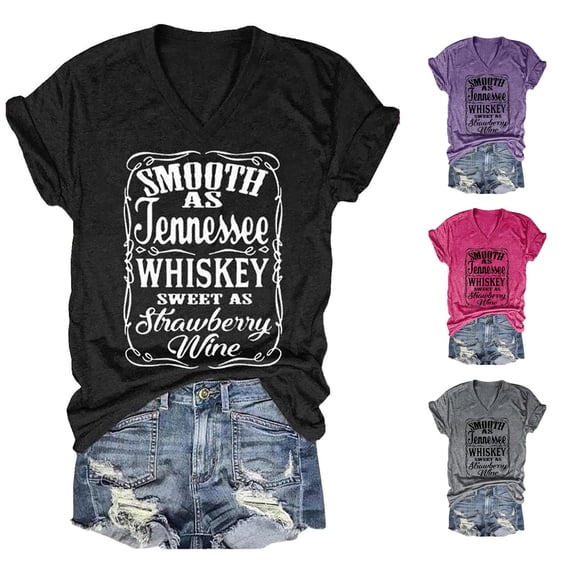 xfsWaSs T Shirts for Women V Neck Letter Print Short Sleeve T Shirt Casual Summer Tops Ladies Tee Shirts Soft Basic Tshirts