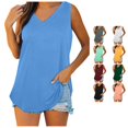 thumbnail image 1 of xfsWaSs Tank Top for Women Loose Fit Sleeveless Tshirts V Neck Summer Womens Tank Tops Solid Color Women's Tees and Tanks Tunic Top, 1 of 5